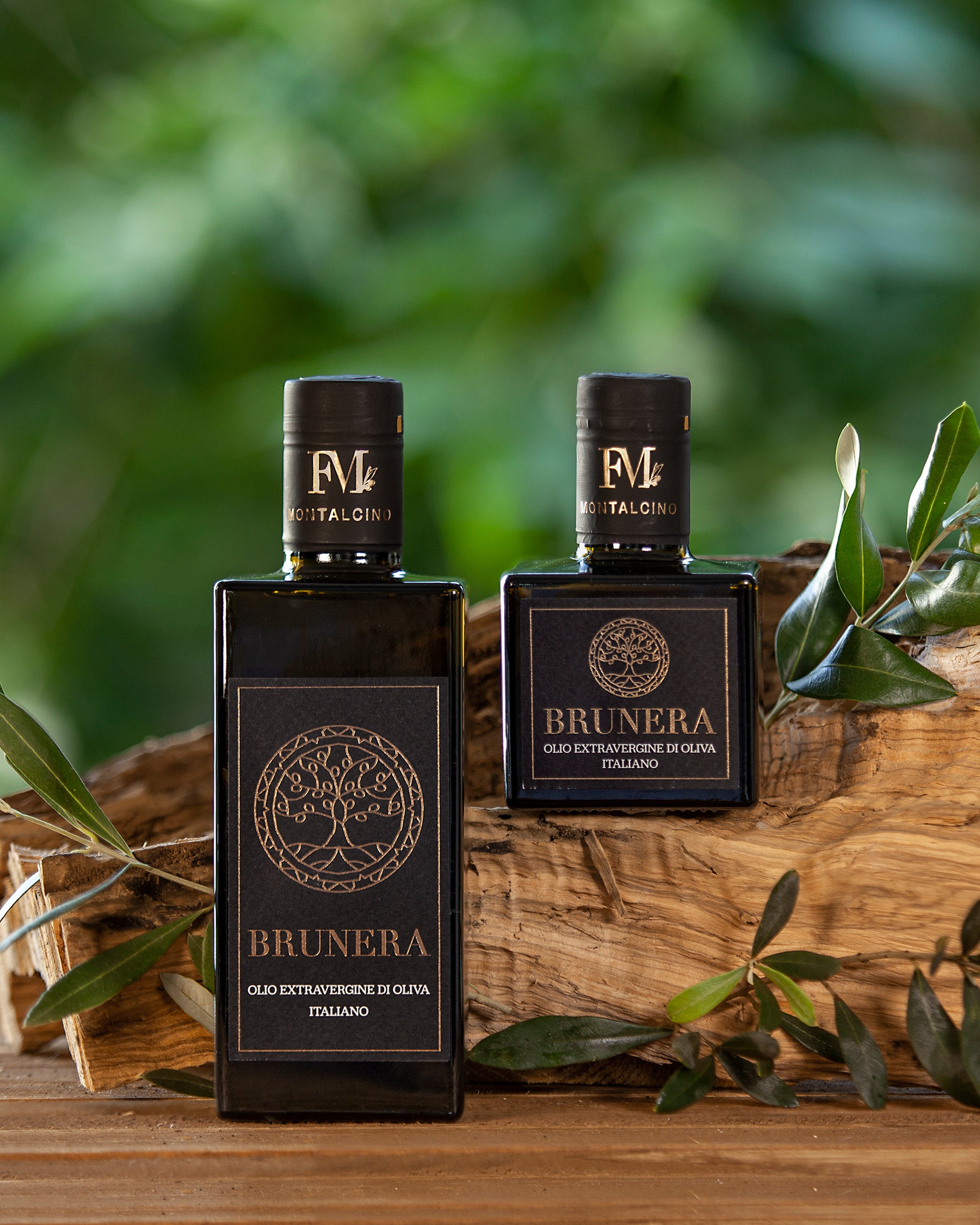 BRUNERA extra virgin olive oil 500 ml and 250 ml bottles — Frantoio di Montalcino